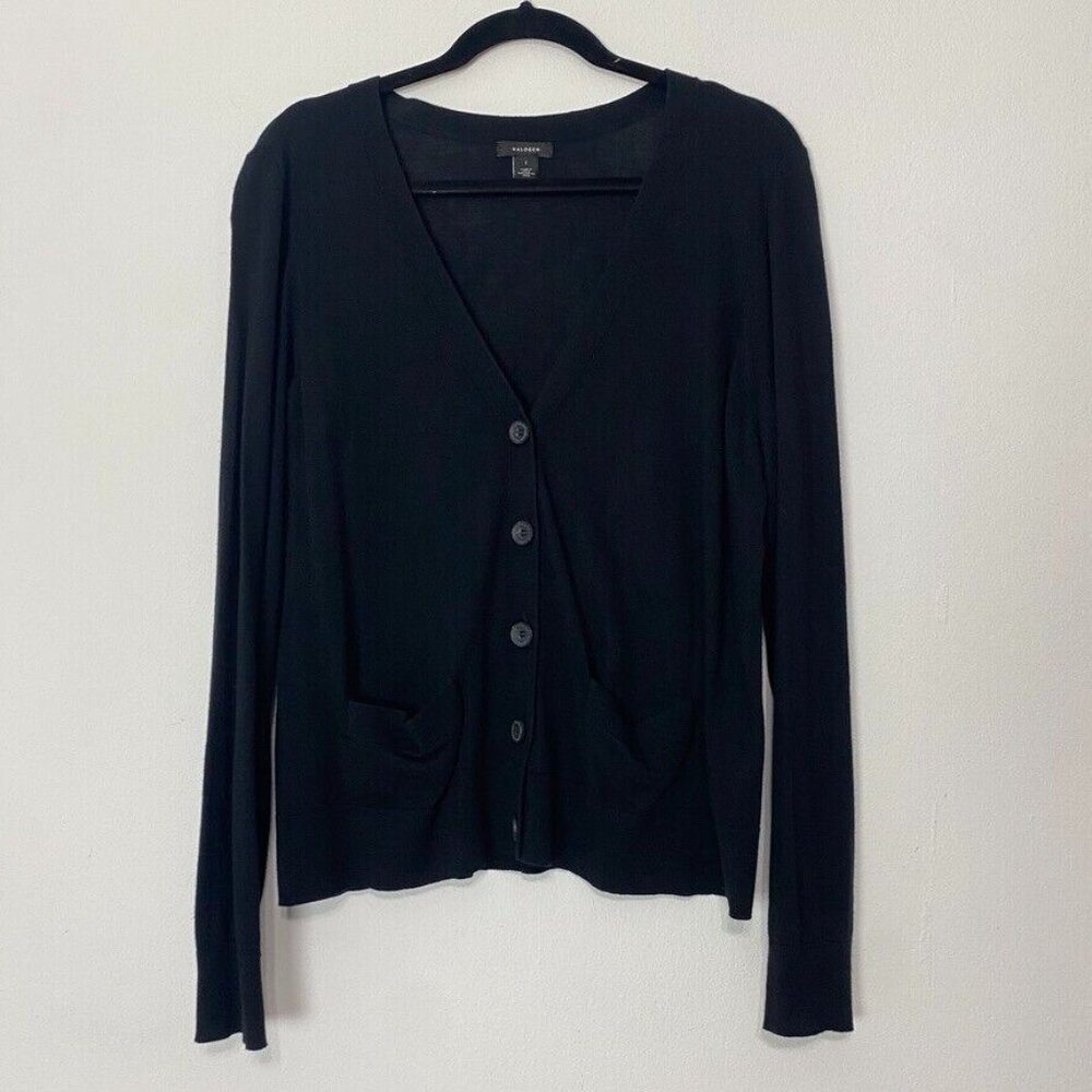Halogen Buttoned Cardigan Solid Black Long Sleeve… - image 2